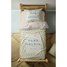 Luvis Store Club Soleil - Geometrik Desenli Tek Kişilik Hibrit Nevresim Takımı - Çarşaflı