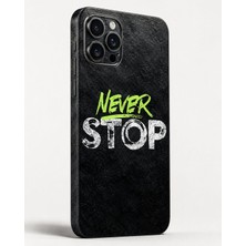 Piyatech Neon Never Stop Siyah — Tüm Telefon Modellerine Uyumlu Kaplama- Sipariş Sonrası Marka ve Modelinizi Iletiniz