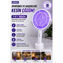Kılıforyum AQM04 Şarjlı Elektrikli Auhma Sinek Öldürücü Raket – 3500-3700V , Standlı Masaüstü Kullanım, LED Işıklı, 1200MAH