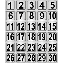St. Morritz Gümüş Renk Metal Metal Kapı Masa Dolap Numarası 4CMX4CM 30 Adet (1..30)