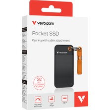 Verbatim 512GB Pocket Mini Taşınabilir SSD USB 3.2 - 1000MB/S-1000MB/S Siyah/turuncu Kablo Dahil (32285)
