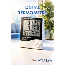 Nazalya Dijital Oda Termometre Sıcaklık ve Nem Ölçer Masa Saati Alarm