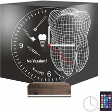 Luvivia Smile Diş Doktoru Dentist Implant Kişiye Özel Saatli 3D Lamba - Masa Gece Lambası