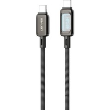 Lenyes LC570 Abyss Mirror Type-C To Type-C Data ve Şarj Kablosu 100W 1.2m Siyah