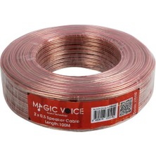 Enco Store Magicvoice 2x0.50 Şeffaf Kırmızı Çizgili 100 Metre Hoparlör Kablosu