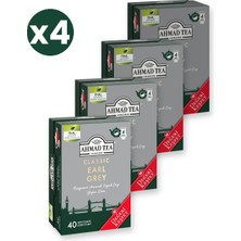 Ahmad Tea Klasik Earl Grey Demlik Poşet Çay 40X2 G 4\'li Ekonomik Paket – Toplam 160 Demlik Poşet