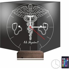 Luvivia Doktor Hediye Tıp Logo Kişiye Özel Saatli 3D Lamba - Masa Gece Lambası