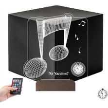 Luvivia Müzisyen Hediye Müzik Nota Kişiye Özel Metal Saatli 3D Lamba - Masa Gece Lambası
