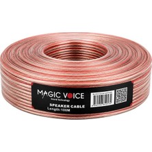 Enco Store Magicvoice MV-29556 2X0.50MM Şeffaf Kırmızı Çizgili 100 Metre Cca Hoparlör Kablosu