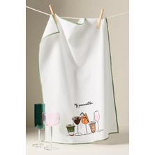 Anthropologie Noun New York Drinks Baskılı %100 Pamuklu Mutfak Havlusu