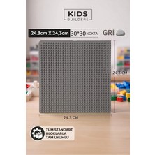 Kuzu Toys Classic Le-Go Uyumlu Gri Zemin Yapı Blok Taban Plakası 30X30|24,3X24,3 cm