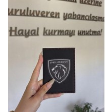 Peugeot Deri Dikişli Araç Ruhsat Kılıfı Kabı Oto Ruhsatlık Araba Ruhsat Koruyucu