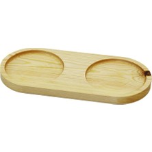 Renas Store 2 Bölmeli - Oval   Açık Renk=sade  Ahşap Yağdanlık Altlık  27X12.5CM BX40