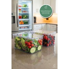 Evonita 2'li Xxl Kapaklı Şeffaf Büyük Buzdolabı Düzenleyici Saklama Kabı 32.5X20X14.5 cm Gıda Organizer