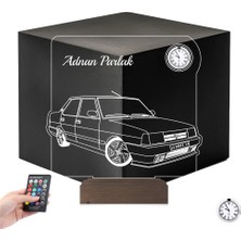 Luvivia Klasik Araba Fiat Tofaş Tofaşk Doğan Şahin Kişiye Özel Metal Saatli 3D Lamba - Masa Gece Lambası