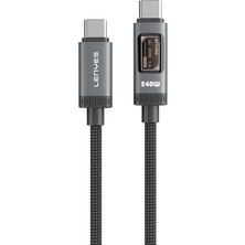 Lenyes LC571 OLED Dijital Ekranlı Type-C To Type-C Data ve Şarj Kablosu 240W 1.2m Siyah