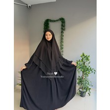Yüsra Collection Tesettür Ayrobin Elbise ve Uzun Boy 3 Katlı Sufle 2'li Takım