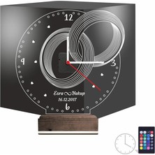 Luvivia Sevgiliye Hediye Yüzük Alyans Yıldönümü Kişiye Özel Saatli 3D Lamba - Masa Gece Lambası