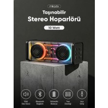 Mikado MD-56BT Siyah Aux + USB + Bluetooth Destekli 10W 1500MAH Taşınabilir Speaker