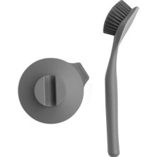 Brabantia 117589 Bulaşık Fırçası Vantuzlu Tutacaklı, Koyu Gri, 11 x 23,5 x 6 cm