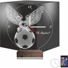 Luvivia Kartal Futbol Taraftar Kişiye Özel Saatli 3D Lamba - Masa Gece Lambası