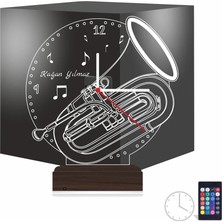 Luvivia Baritone Enstrüman Müzik Nota Kişiye Özel Saatli 3D Lamba - Masa Gece Lambası