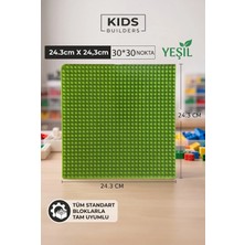 Kuzu Toys Classic Le-Go Uyumlu Yeşil Zemin Yapı Blok Taban Plakası 30X30|24,3X24,3 cm