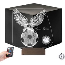 Luvivia Kartal Top Futbol Futbolcu Hediye Taraftar Kişiye Özel Metal Saatli 3D Lamba - Masa Gece Lambası