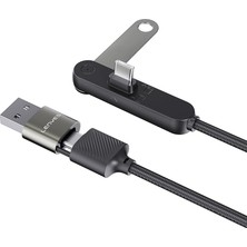Lenyes LC569 2in1 Usb-A - Type-C + Type-C Standlı Data ve Şarj Kablosu 240W 1.2m Siyah
