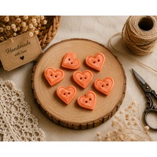 Bkc Ticaret 6'lı 2,5 cm El Yapımı Turuncu Polimer Kil Kalp Düğme Seti | Turuncu Kalp Dekoratif Düğme | Hırka, Kazak, Bebek Örgüsü ve Amigurumi Için