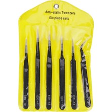 St. Morritz 6 Parça Esd Antistatik Paslanmaz Çelik Cımbız Set Elektronik Cep Telefonu Hobi Model 1.0 mm Kalınlık