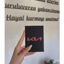 Kia Deri Dikişli Araç Ruhsat Kılıfı Kabı Oto Ruhsatlık Araba Ruhsat Koruyucu