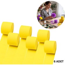 Roco Paper Co. Sarı Şerit Krapon Kağıdı Rulosu, Çiçek Yapım, Parti, El Işi Süsleme Kağıdı, 6 Adet, 4.5 cm x 22METRE