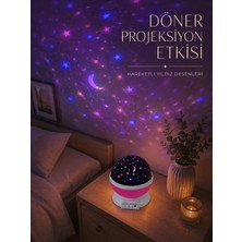 Renas Store Döner Projeksiyon Lambası Renkli Yıldız ve Gökyüzü Efektli