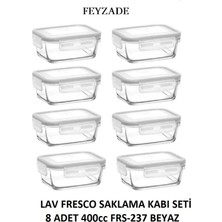 St. Morritz Fresco Kilitli Cam Saklama Kabı 8 Parça 400CC (FRS-237) Beyaz Kapaklı
