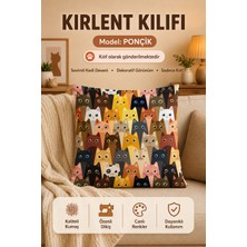 Ponçik Kedi Desenli - Yumuşacık Kırlent Kılıfı