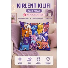 Miyavi Kedi Desenli - Yumuşacık Kırlent Kılıfı