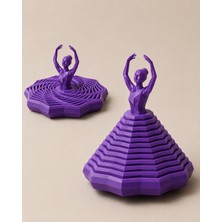 Hobibahçem 3D Baskı Balerin Figürlü Fidget Oyuncak - Hareketli Optik Illüzyon Masa Dekoru-Mor
