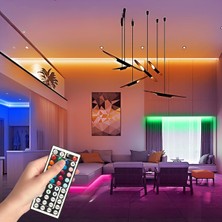 Ema Dükkan Rgb Şerit LED 5 Metre 20 Renk 44 Tuşlu Kumandalı Silikonlu Set