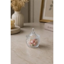 iselahome Lorenza Kapaklı Cam Lokumluk,tombul Mini Şekerlik,8 cm Mini Kahve Yanı Ikramlık