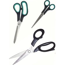 St. Morritz Paslanmaz Çelik Kumaş Karton Kağıt Kesme Kesim Keskin Terzi Makası 3lü Set (14-21-23 Cm)