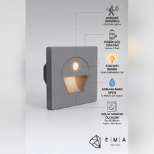 Ema Dükkan Sensörlü Merdiven ve Koridor Aydınlatma Armatürü 2W 3200K 220V IP20 Sıva Altı 86X86 mm