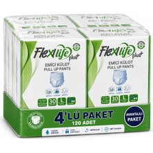 Flexi Life Plus Ped Külot Hasta Bezi Emici Büyük Boy (L) 30'lu x 4 Paket