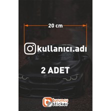 Turuncu Sticker Instagram Logolu Kullanıcı Adı - 2 Adet 20 cm - Araç Kelebek Cam