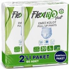 Flexi Life Plus Ped Külot Hasta Bezi Emici Büyük Boy (L) 30'lu x 2 Paket
