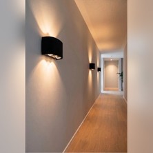 Ema Dükkan LED Dış Mekan Duvar Apliği IP65 Gün Işığı 220V 810 Lümen 6'lı Tepegöz Mercekli Mat Siyah