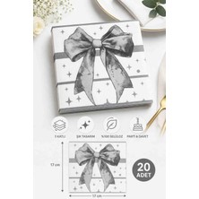 Kea Ev Eşyaları Gri Fiyonk Desenli Sunumluk Peçete 17X17 cm Şık Sofra Peçetesi Özel Gün Parti Davet