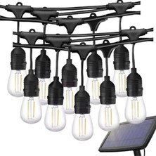 Ema Dükkan Solar S14 LED Ampullü Işık Seti 10 Metre 10 Ampul 3000K IP65 Güneş Enerjili Alacakaranlık Sensörlü
