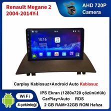 Conio Renault Megane 2 2004-2014 Yıl uyumlu 2GB Ram 32GB Rom Hafıza Android Kablosuz Carplay Navigasyon Multimedya 9 Inç Ekran Hediye görüş kamerası Hediye Çerçevesi