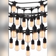 Ema Dükkan 220V S14 LED Ampullü Bahçe Işık Seti 20 Metre 20 Ampul 3000K IP65 Eklenebilir